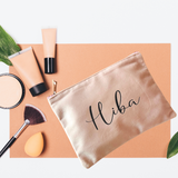 Personalized Velvet Makeup Bag in Rose 