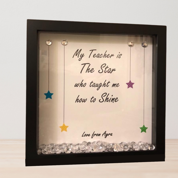 Shadow Box with Gems for Teacher