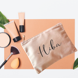 Personalized Velvet Makeup Bag in Rose 