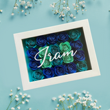 Flower Shadow Box with Ombre Blue and Teal Roses