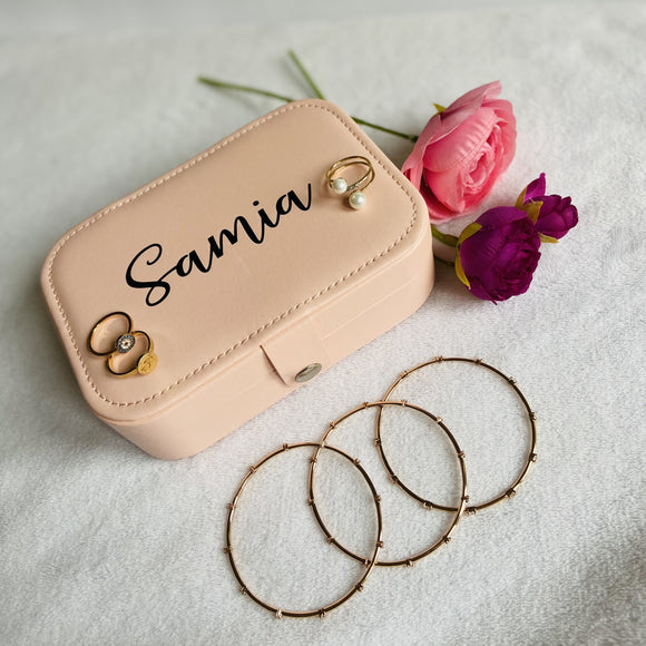 Personalized Jewelry Case Pink Faux Leather