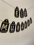 Eid Mubarak Lantern Banner - Black & Gold
