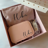 Gift Box with personalized makeup bag jewelry box and keychain
