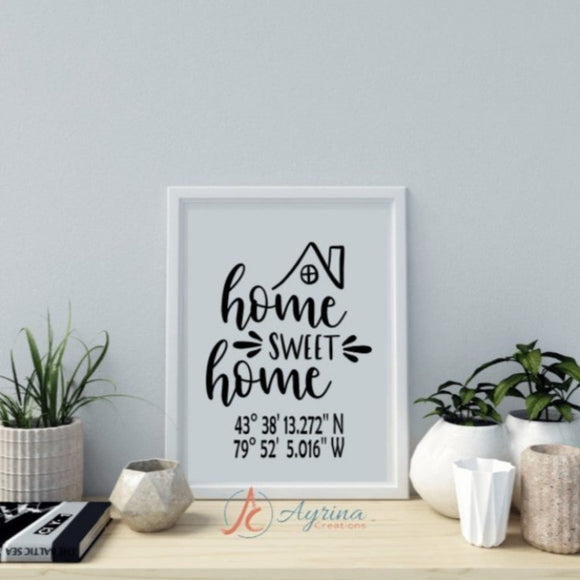 Home Sweet Home Sign White Frame