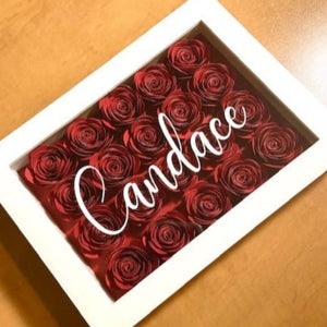 Flower Shadow Box (5"x7") White Frame with Red Roses