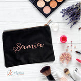 Black Velvet Makeup Bag with personalized name
