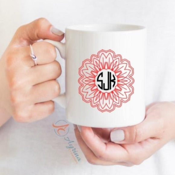 Flower Mandala Monogram Mug