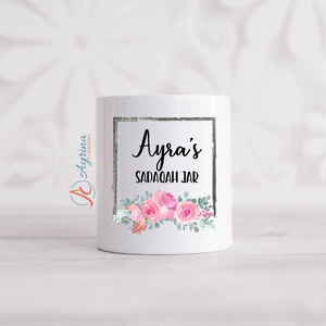 Pink Floral Frame Money / Sadaqah Jar