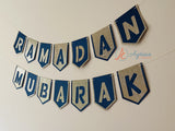 Ramadan Mubarak Banner - Navy Blue & Gold