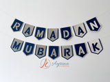 Ramadan Mubarak Banner - Navy Blue & Gold